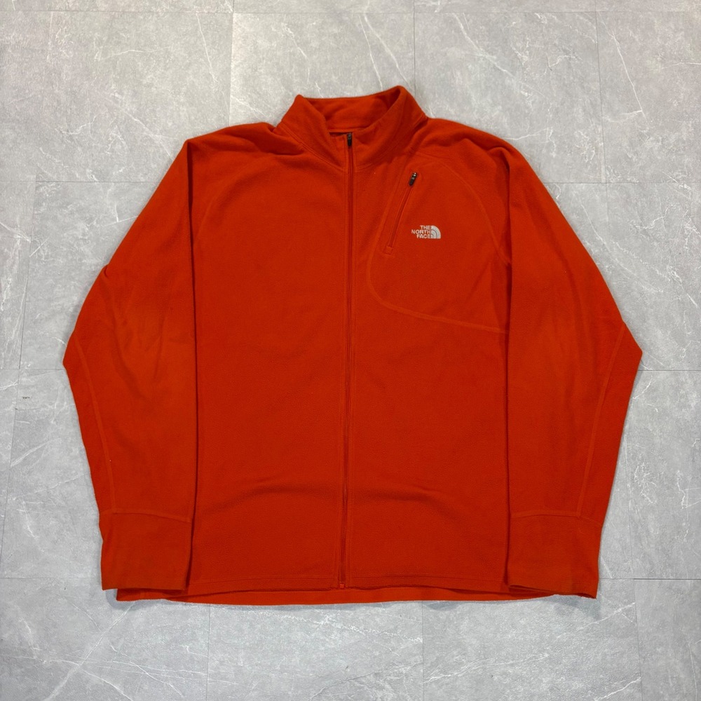 The North Face Mens XXL Orange Full Zip Fleece Jacket Mock Neck 4353